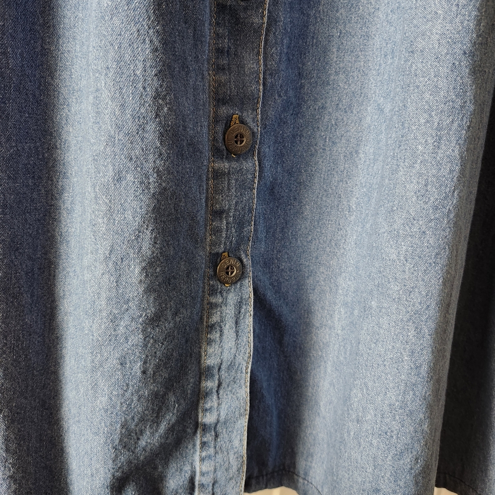 Vintage 90s Denim Button-Down Jumper Dress - Picture 4 of 6